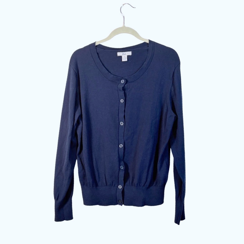Bass Plus XXL Navy Blue Cotton Cashmere Blend Button Front Cardigan Sweater